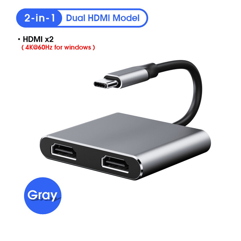 DOONJIEY  USB C MST HUB 4 In 1 with USB-C to 2 HDTV USB3.0 87W Power Delivery For Notebook Phone Laptop USB Port Hub
