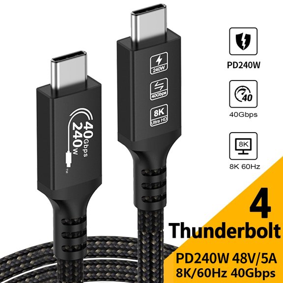 DOONJIEY USB4 Cable 40Gbps 8K Type C to Type-C Cord Cables 240W Fast Charge Compatible Thundebolt 4 Full-Featured Data Wire Support 6K 5K