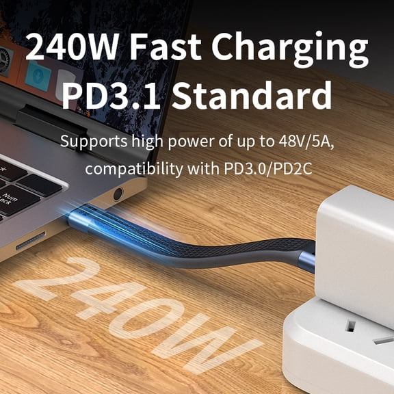 DOONJIEY USB4 Data Cable 40Gbps 8K 60Hz USB C Charging Cable PD 240W 100W Compatible Thunderbolt 3 or 4 for iPhone 15 Macbook