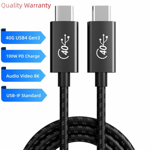 DOONJIEY USB4 Type-C Elbow Cable 40Gbps 8K@60Hz HD Data Cable PD100W 20V/5A Fast Charge Compatible With Thunderbolt 4/3 Cable for Macbook
