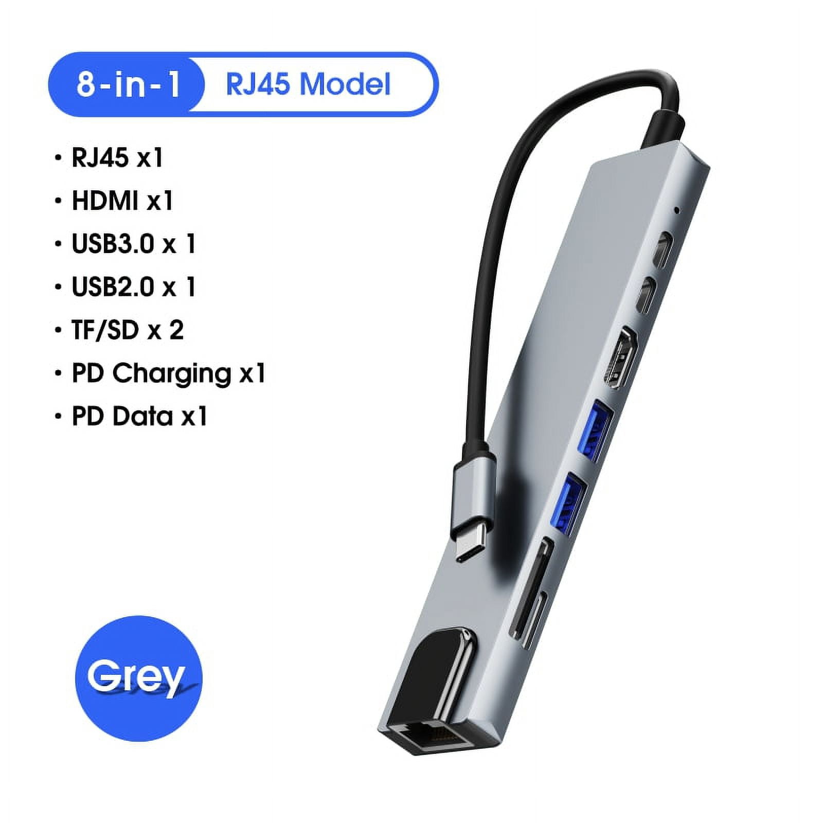 DOONJIEY  Usb Type C Hub 8 in 1 USB Hub Multi Function Adapter for MacBook Pro Type C Windows Laptops