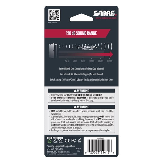 Sabre Battery Powered Indoor White Door Alarm