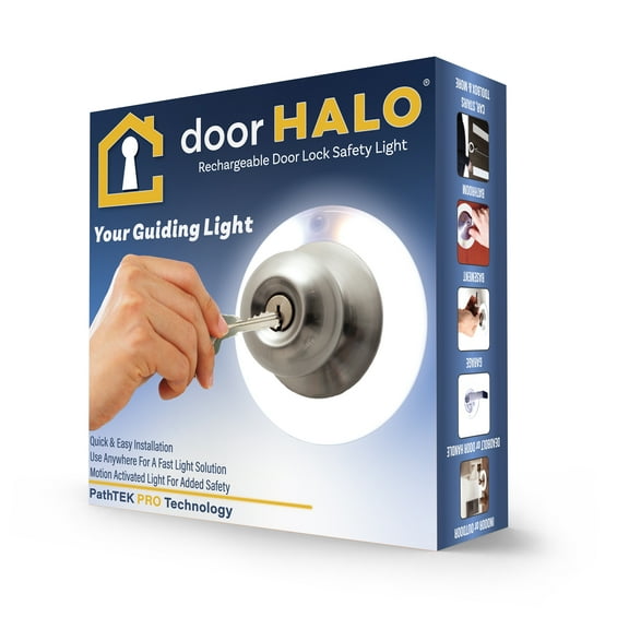 DOOR HALO RECHARGERABLE MOTION SENSOR LED LIGHT RING TO IILUMINATE YOUR SPACE SAFETY LIGHT FOR EVERY DOOR KNOB NIGHT LIGHT