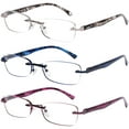 thumbnail image 1 of DOOViC 3 Pack Rimless Reading Glasses for Women 3.00 Lightweight Elegant Blue Light Blocking Readers, Tinted Edge/Spring Hinge, 1 of 7