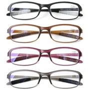 DOOViC 4 Pack Blue Light Blocking Reading Glasses 1.00 Anti Eyestrain TR90 Flexible Ultralight Readers for Women Men