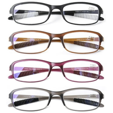DOOViC 4 Pack Blue Light Blocking Reading Glasses 1.50 Anti Eyestrain TR90 Flexible Ultralight Readers for Women Men