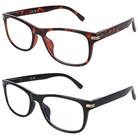 DOOViC Bifocal Reading Glasses 1.50 2 Pack Black/Tortoise Spring Hinge Quality Blue Light Blocking Readers for Women Men