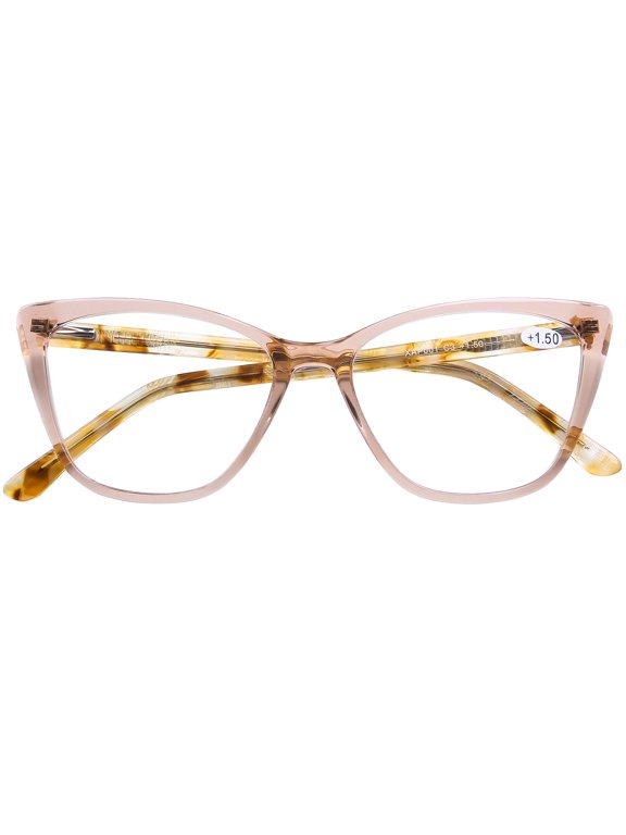 Fashion Cat Eye Reading Glasses for Women Blue Light Blocking Anti Eyestrain Acetate Readers, with Hard Shell Glasses Case