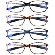 DOOViC Reading Glasses 4 Pack Blue Light Blocking Readers for Women Men TR90 Flexible Ultralight Anti Eyestrain Reading Glasses