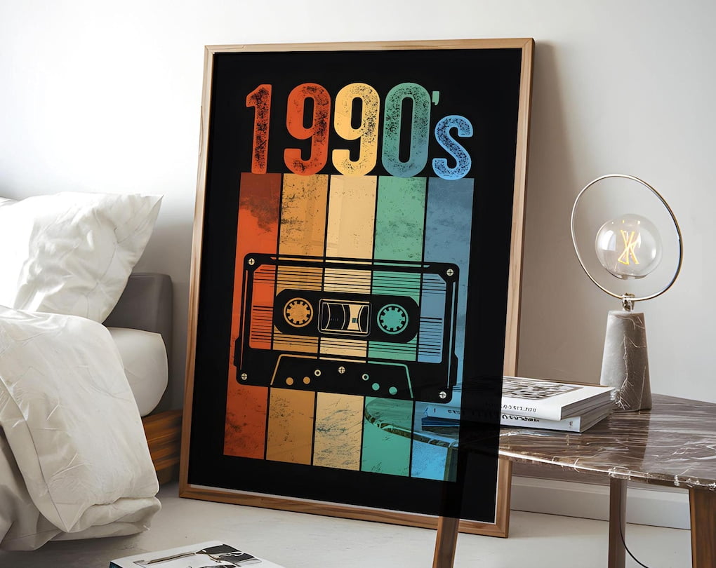 DOPAPRINT 1990'S Retro Tape Poster Vintage Style Wall Art Handmade