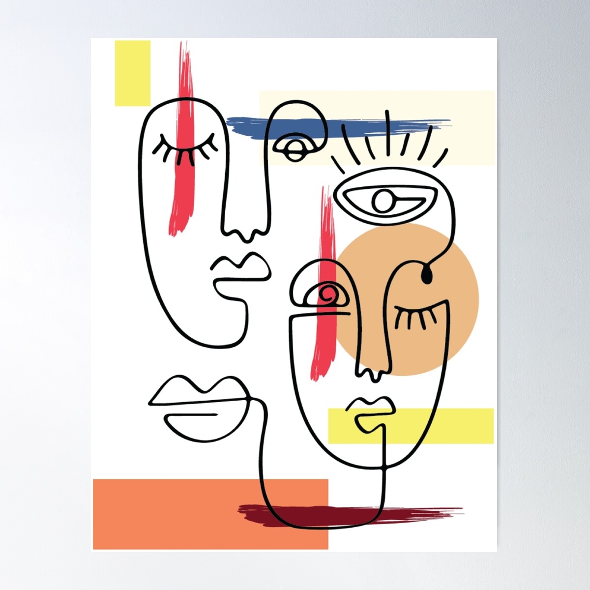 DOPAPRINT Abstract Faces Poster Wall Art, Modern Wall Decor For Living ...