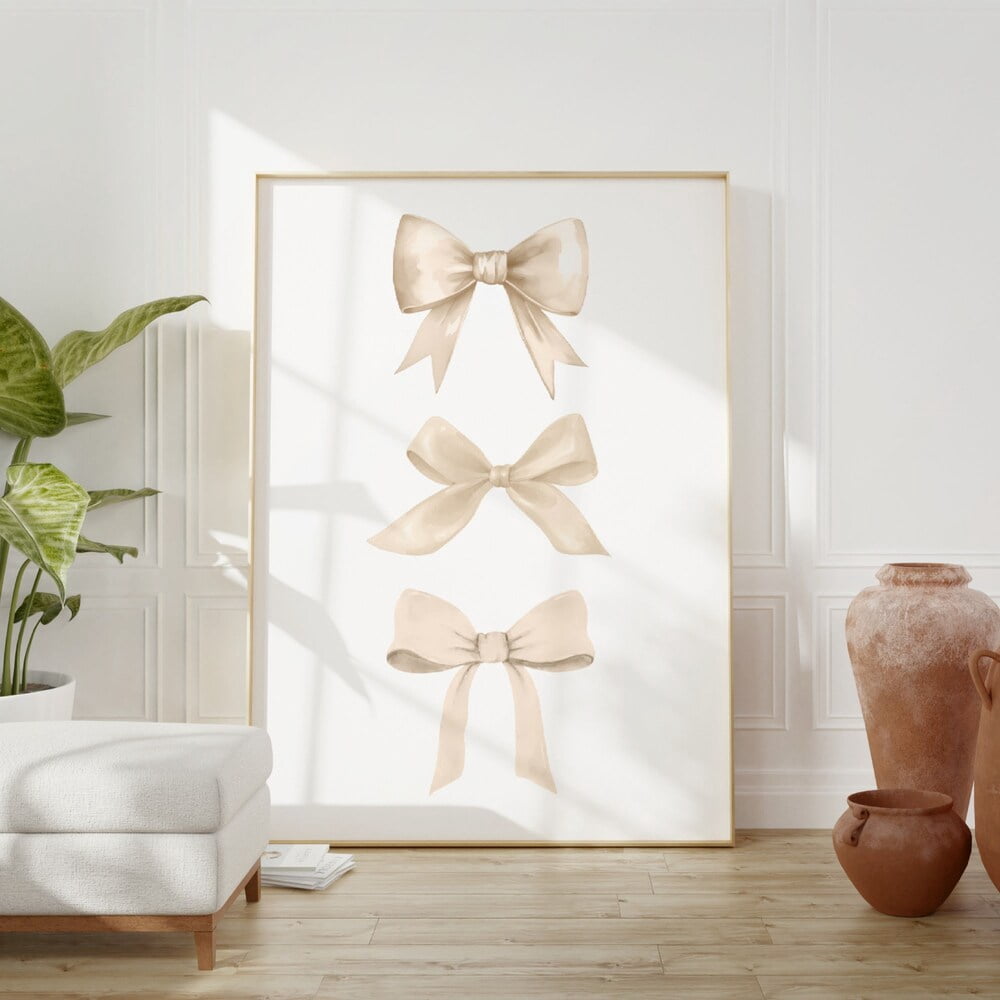 DOPAPRINT Beige Bow Print, Preppy Wall Art, Teen Room Decor, Preppy ...