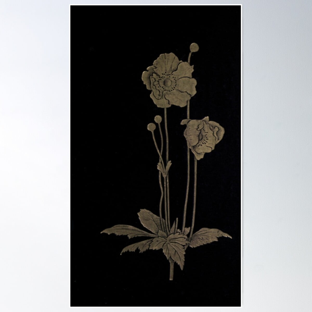 DOPAPRINT Black And Gold Poppies Poster Wall Art, Modern Wall Decor NO