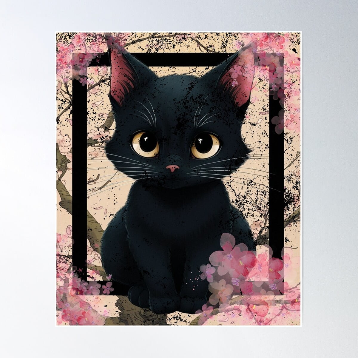 peeking black cat poster, cute cat print, home decor,... DOPAPRINT Black Cat, Cute Cat Poster Wall Art, Bedroom NO FRAMED POSTER ...