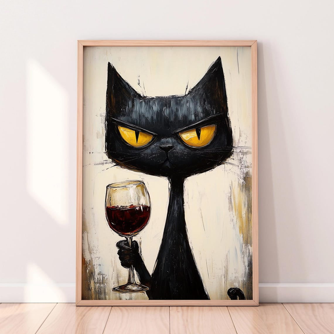 DOPAPRINT Black Cat With Red Wine â€” Bold Wine Art, Grumpy Cat Poster ...