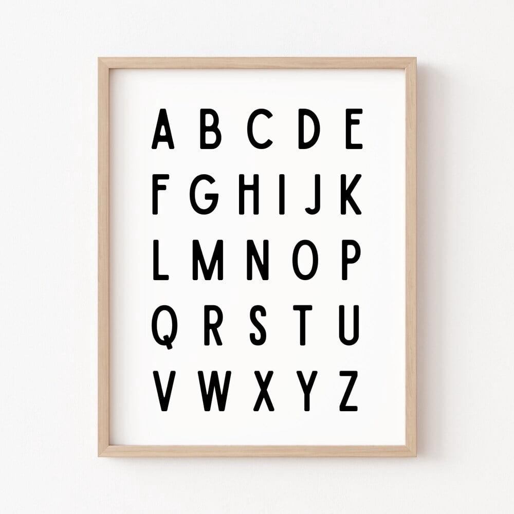 DOPAPRINT Black And White Alphabet Poster Neutral Nursery Playroom Wall ...