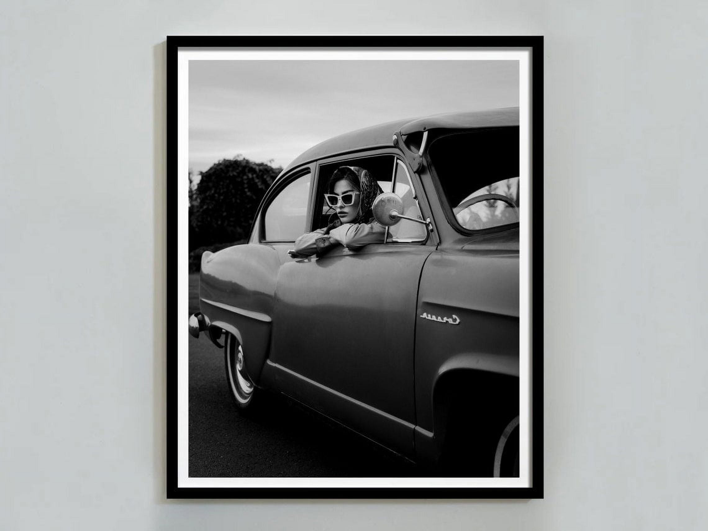 DOPAPRINT Black And White Fashion Print, Feminist Poster, Classic Car