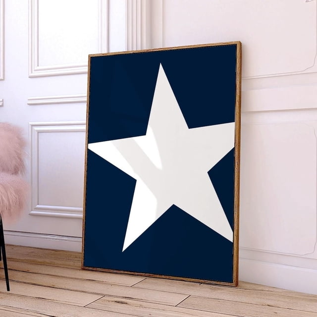 DOPAPRINT Blue Star Print Trendy Star Girl Poster Y2K Apartment Decor Navy Blue White Dorm Room ...