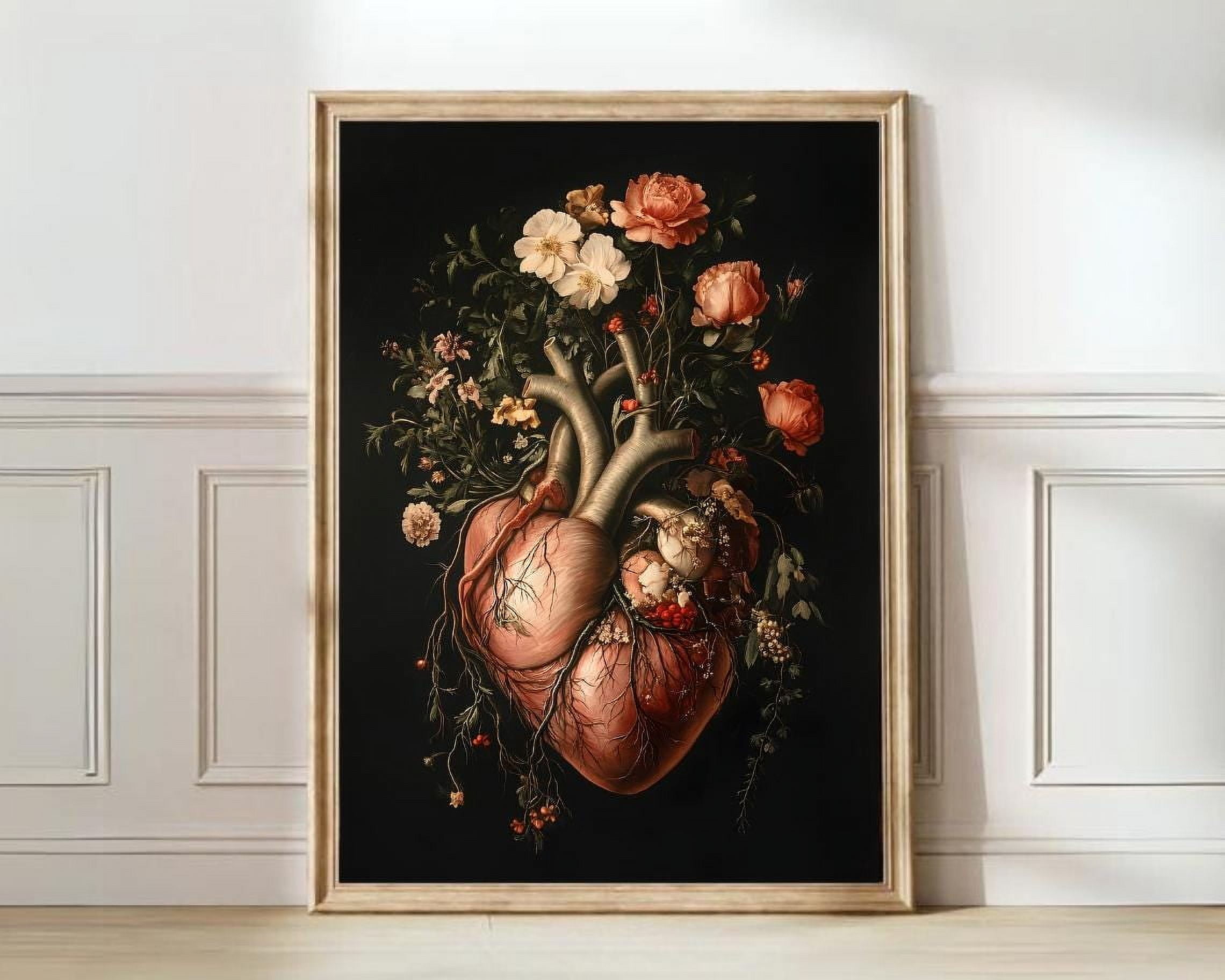 DOPAPRINT Botanical Heart Print Wildflower Print Heart Painting Moody ...