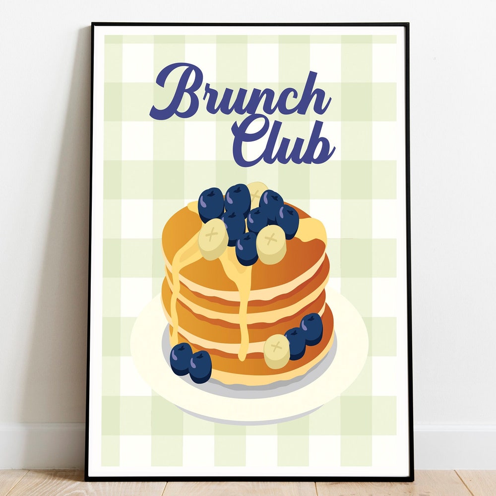Breakfast Print DOPAPRINT Brunch club print, American pancakes breakfast print, retro ...