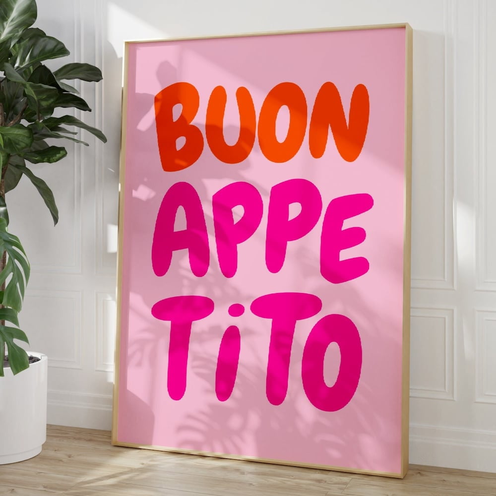 DOPAPRINT Buon Appetito Wall Art, Letâ€˜S Eat Print, Kitchen Print, Minimalist Kitchen Wall Art ...