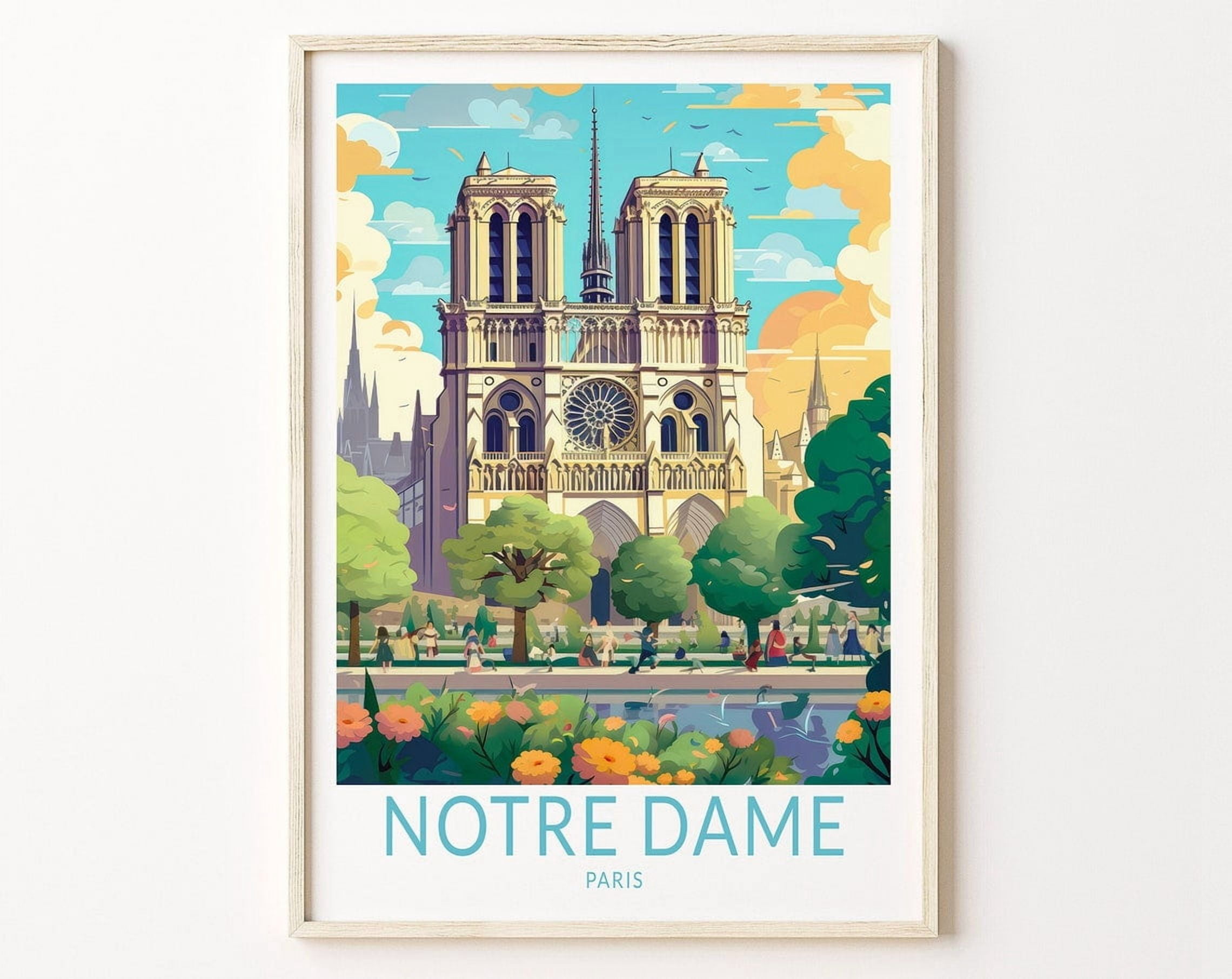 DOPAPRINT CathEdrale Notre-Dame Wall Art, Paris France Travel Poster ...