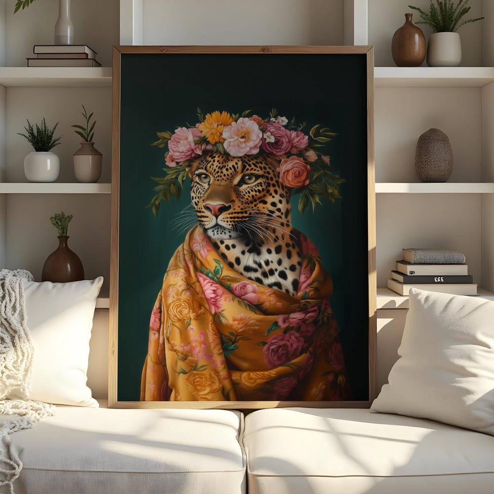 DOPAPRINT Cheetah Wall Art, Emerald Green Leo.Pard Print, Bold