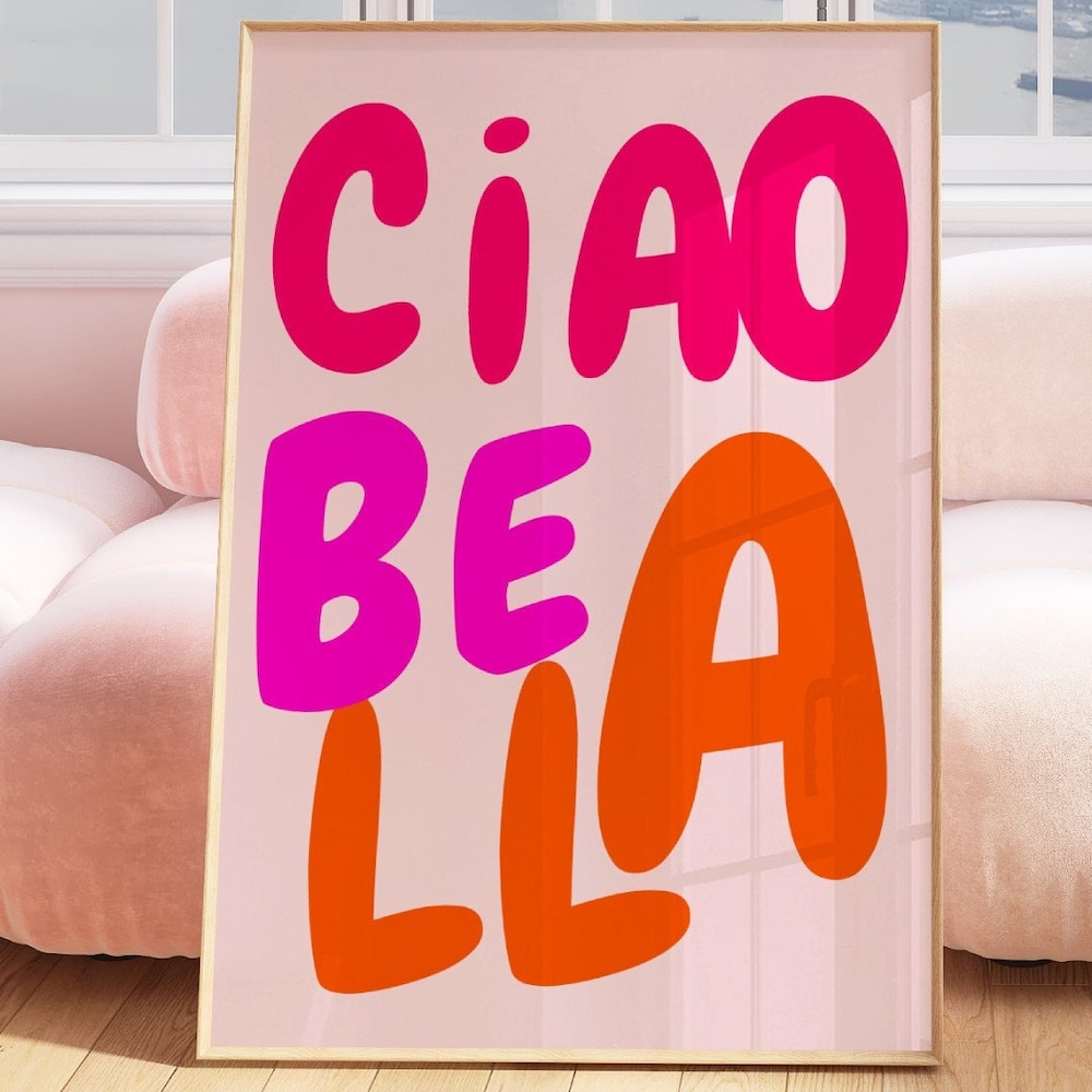DOPAPRINT Ciao Bella Print, Girly Pink Preppy Printable, Dorm Room Art ...