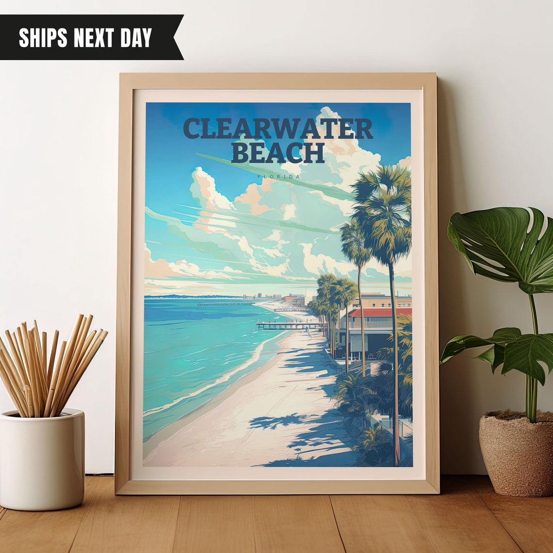 DOPAPRINT Clearwater Beach Poster, Travel Print Wall Hanging Home Decor ...