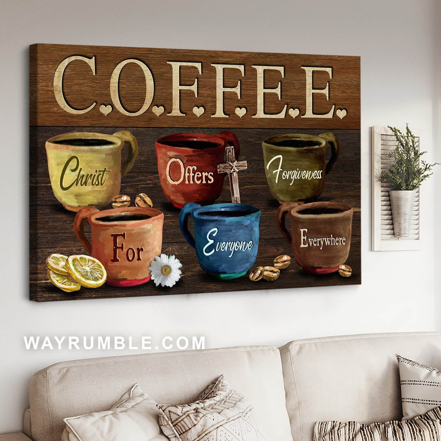 DOPAPRINT Coffee Cups, Coffee Beans, Lemon Slice, Christ Offers ...