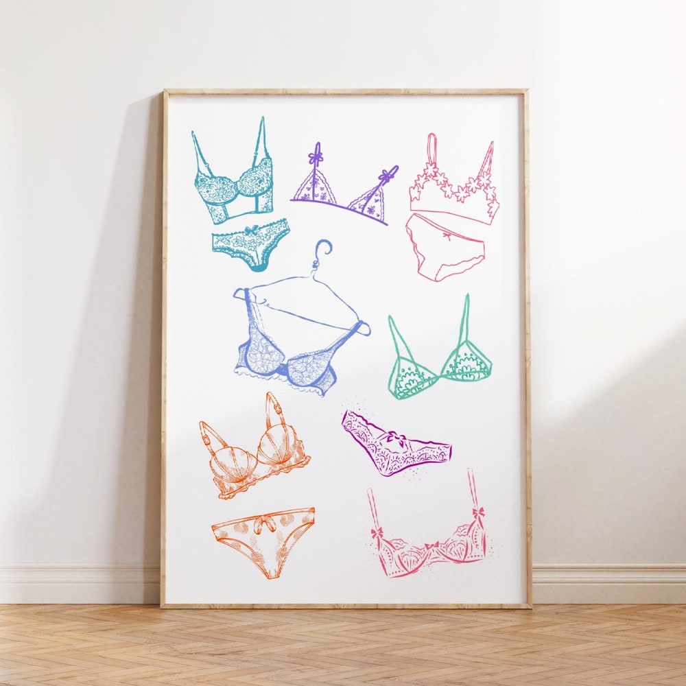 DOPAPRINT Coquette Room Decor Laundry Print Lingerie Coquette Wall Art, Cute Apartment Decor ...