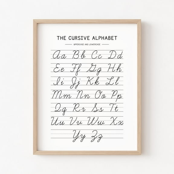 DOPAPRINT Cursive Handwriting Chart, Homeschool Learning Tools, Alphabet Poster, Kids Handwriting, Printable Cursive Chart, Educational Posters NO FRAMED POSTER, Wall Art
