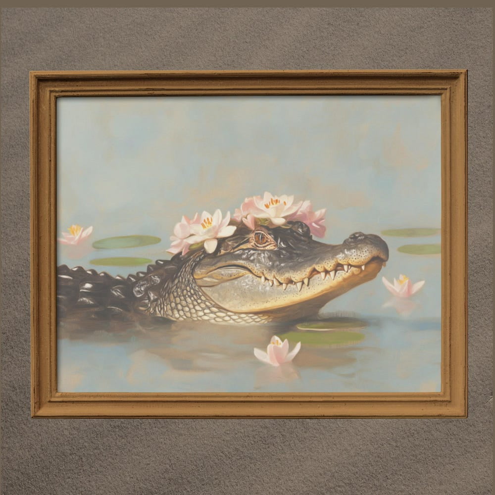 DOPAPRINT Cute Crocodile In Swamp Wall Art Printable Alligator Poster DOPAPRINT Cute Crocodile In Swamp Wall Art Printable Alligator Poster