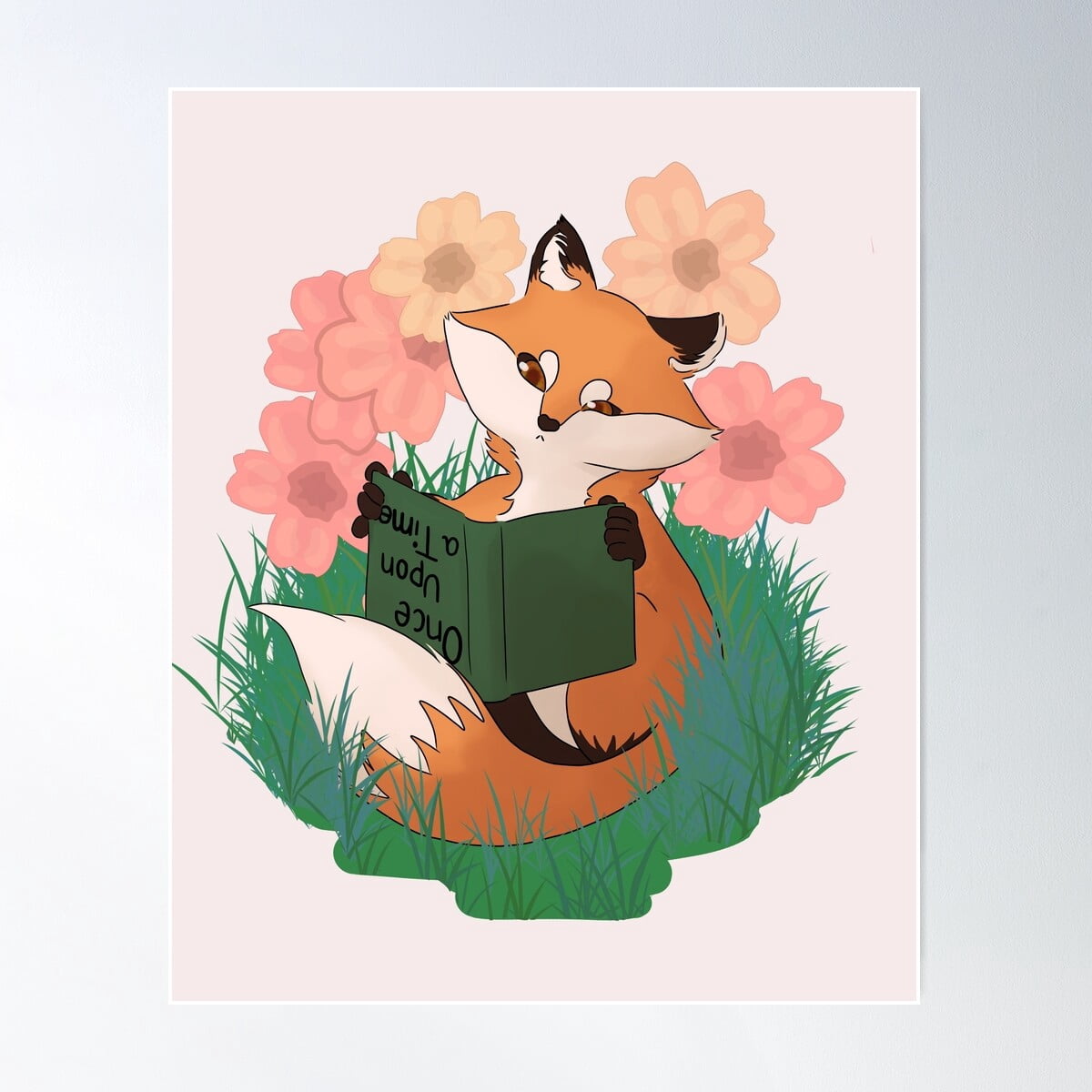 DOPAPRINT Cute Fox Reading Book Poster Wall Art, Bedroom NO FRAMED ...