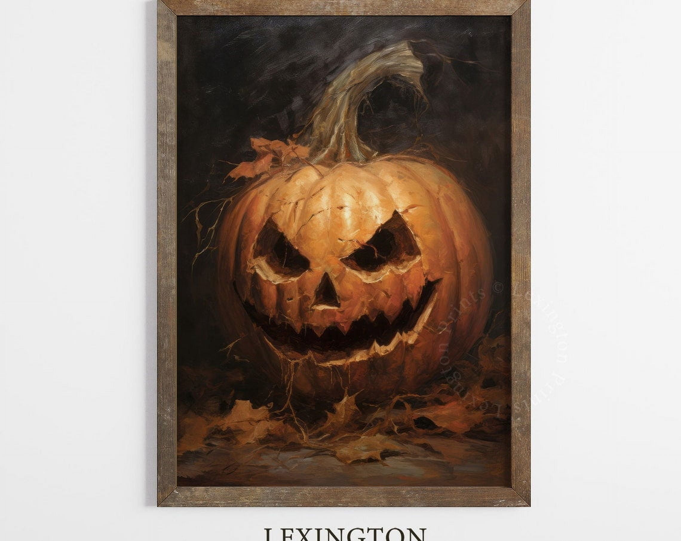 DOPAPRINT Decor Jack O Lantern Pumpkin Decor Vintage Wall Art Rustic ...