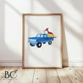 DOPAPRINT Dinosaur In Blue Truck Watercolor Print, Watercolor Dinosaur
