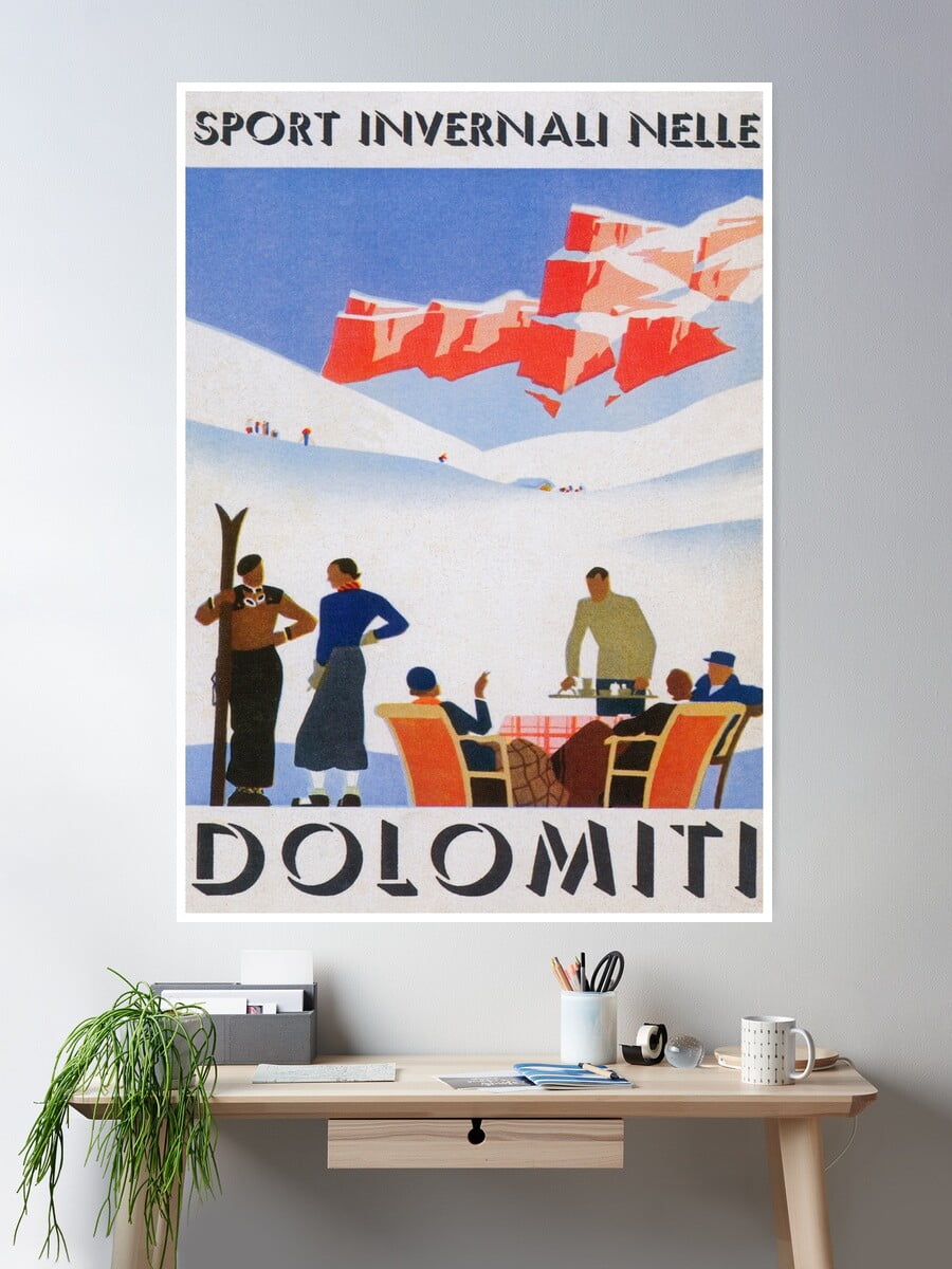 DOPAPRINT Dolomites, Italy Vintage Travel Poster Wall Art, Modern Wall