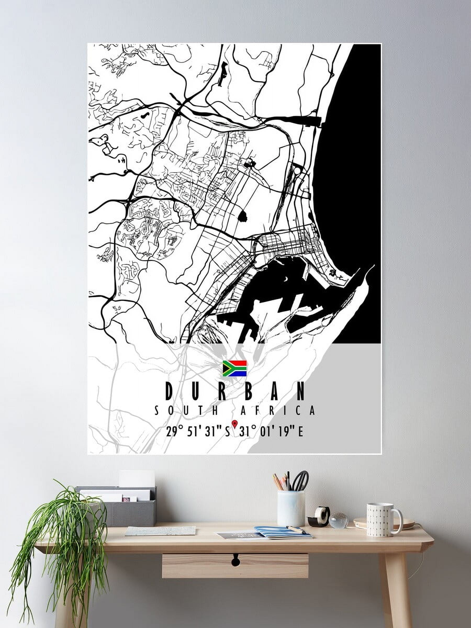 DOPAPRINT Durban Map South Africa - DOPAPRINT Durban Map South Africa Poster Wall Art Modern Wall Decor NO FRAMED POSTER Wall Art Home Decor Haging Poster Cute Birthday Gift Cb106053 8e6b 49c1 8452 6d1fbd0b422d.c27391eb6c75c24c6d9cef10b869f543 