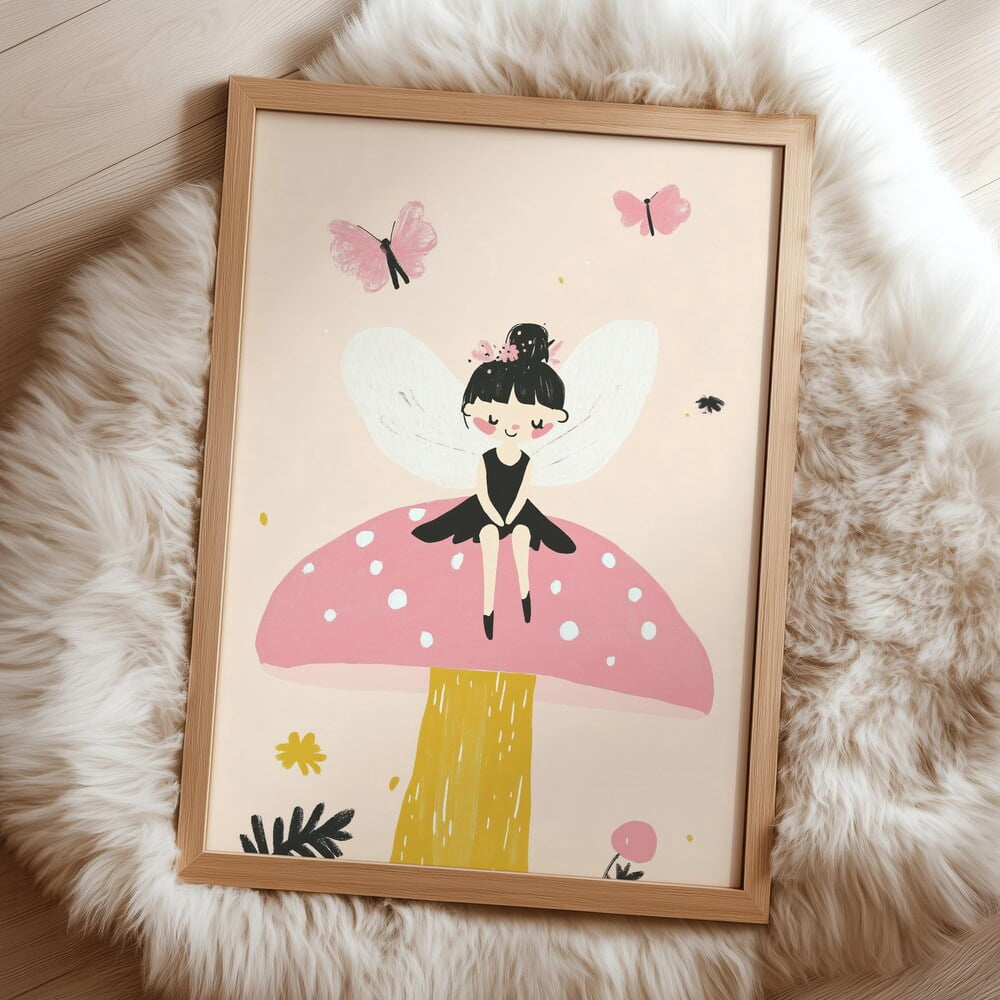 Picture Idea: Dopaprint Fairy On Mushroom Wall Art Whimsical Nursery Print For
