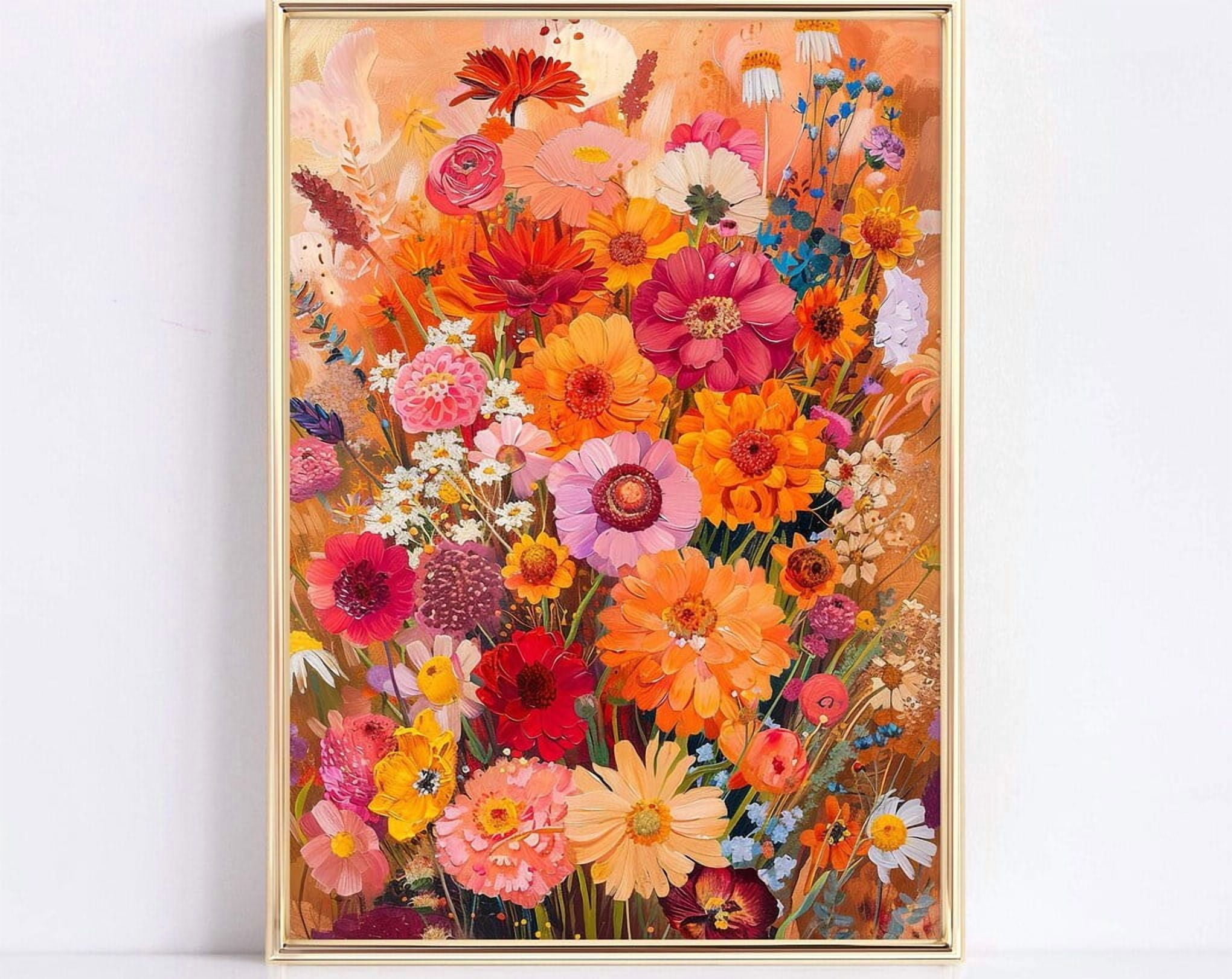 DOPAPRINT Fall Flower Print Autumn Flowers Bouquet Wall Art Colorful ...