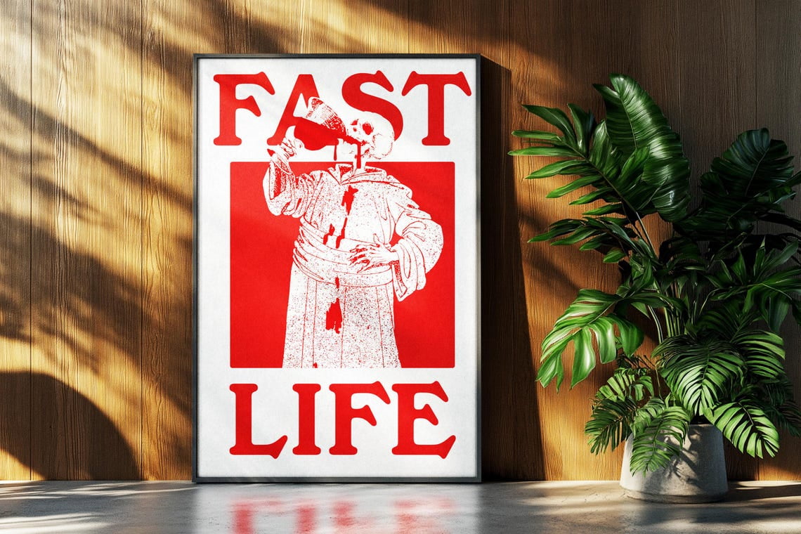 DOPAPRINT Fast Life Wall Art Printable Minimalist Poster For Bedroom