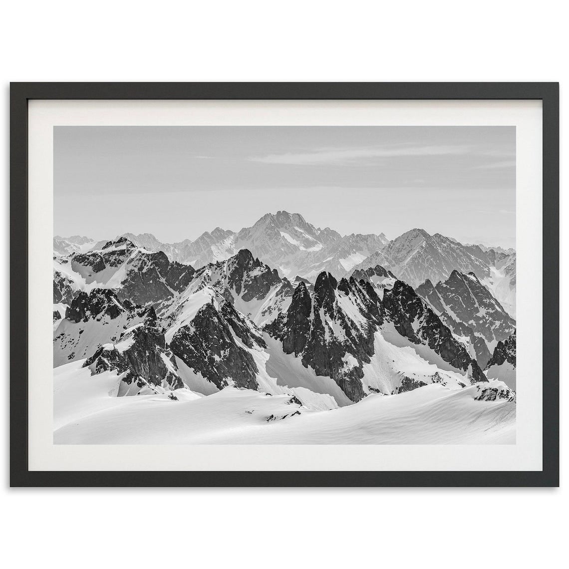 DOPAPRINT Fine Art Mountain Alps Print - Black And White Swiss Ski ...