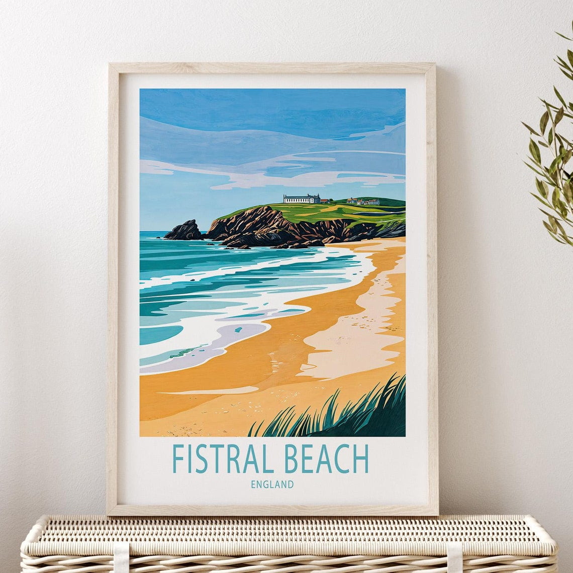 DOPAPRINT Fistral Beach Travel Poster, England Fistral Beach Print