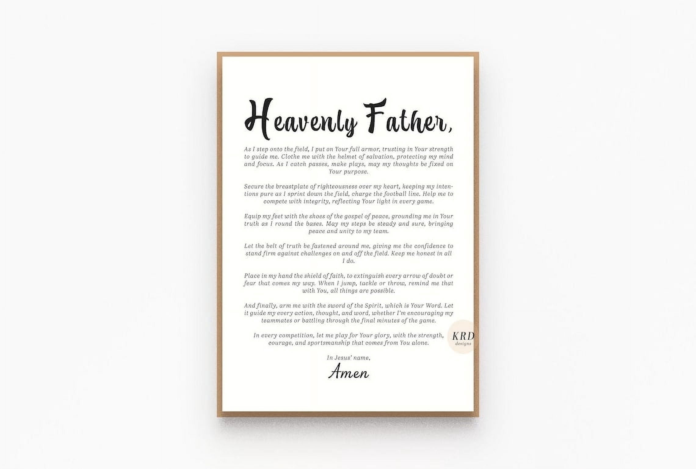 DOPAPRINT Football Athlete Prayer Wall Art, Armor Of God Bible Verse ...