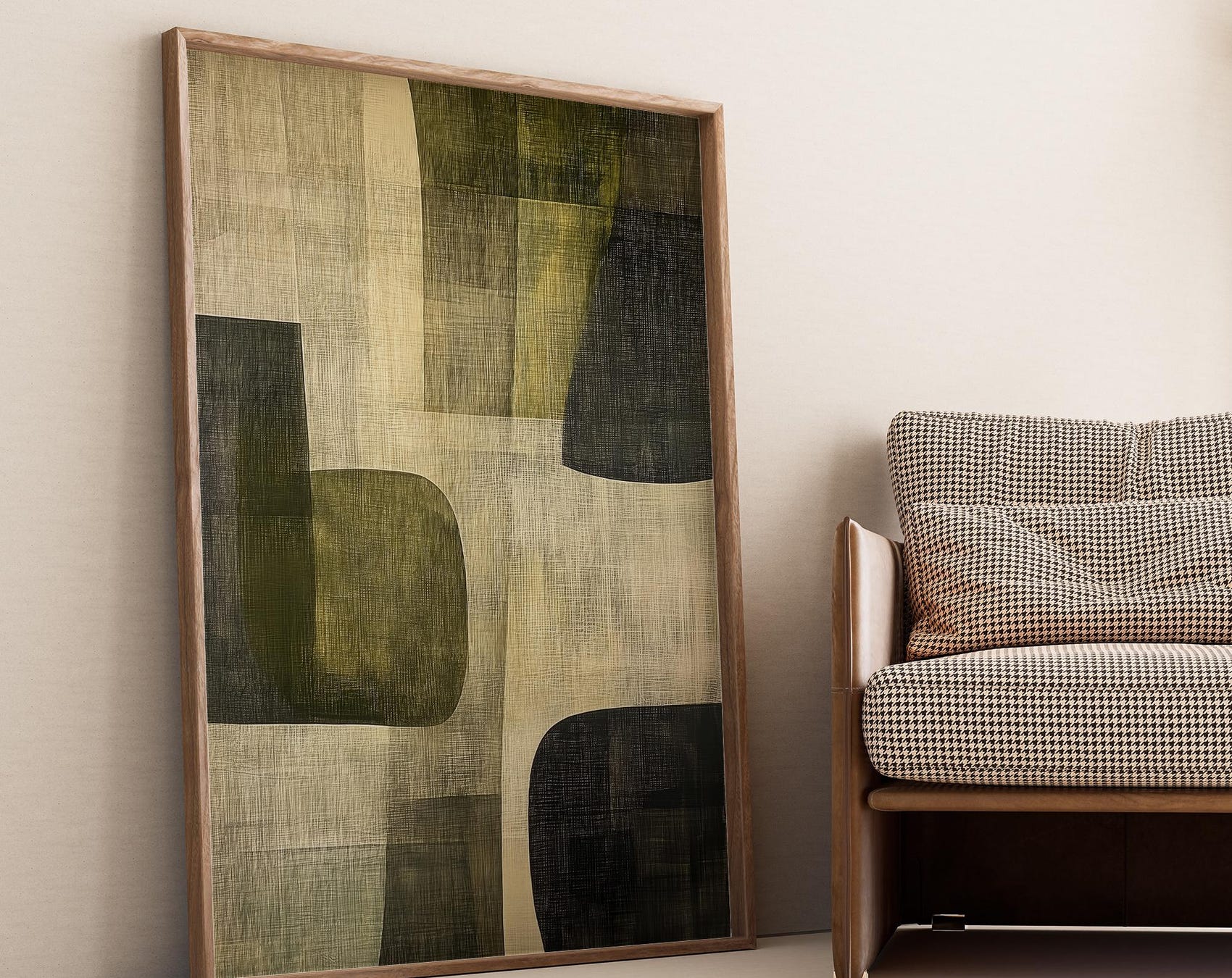 DOPAPRINT Forest Light Green Wabi Sabi Wall Art Beige Abstract Wall