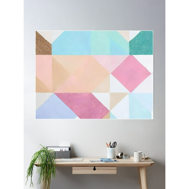 DOPAPRINT Geometric Pastel Tone Tile Pattern Poster Wall Art, Modern