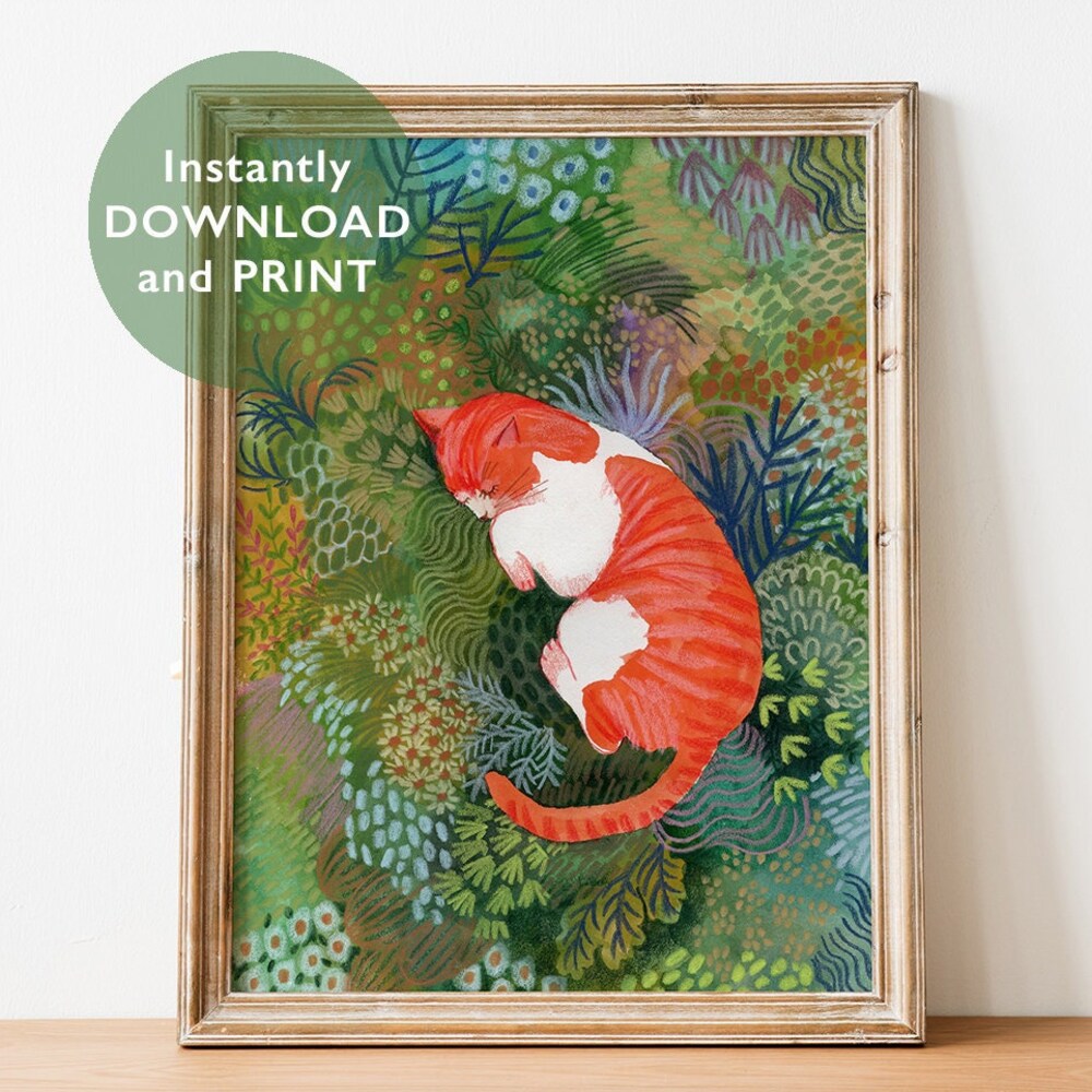 DOPAPRINT Ginger Cat Print - Cute Cat Wall Art - Playful Ginger Cat ...