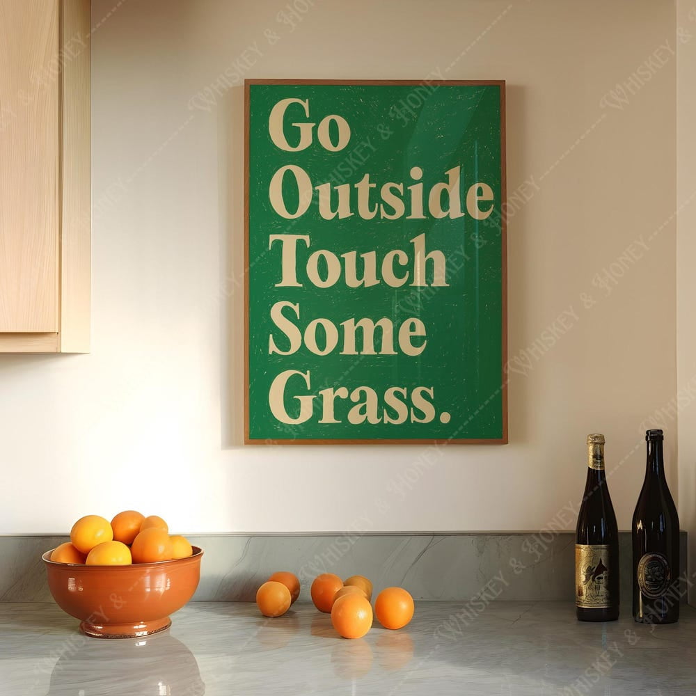 DOPAPRINT, Go Outside and Touch Some Grass Art Print, Cute Wall Art
