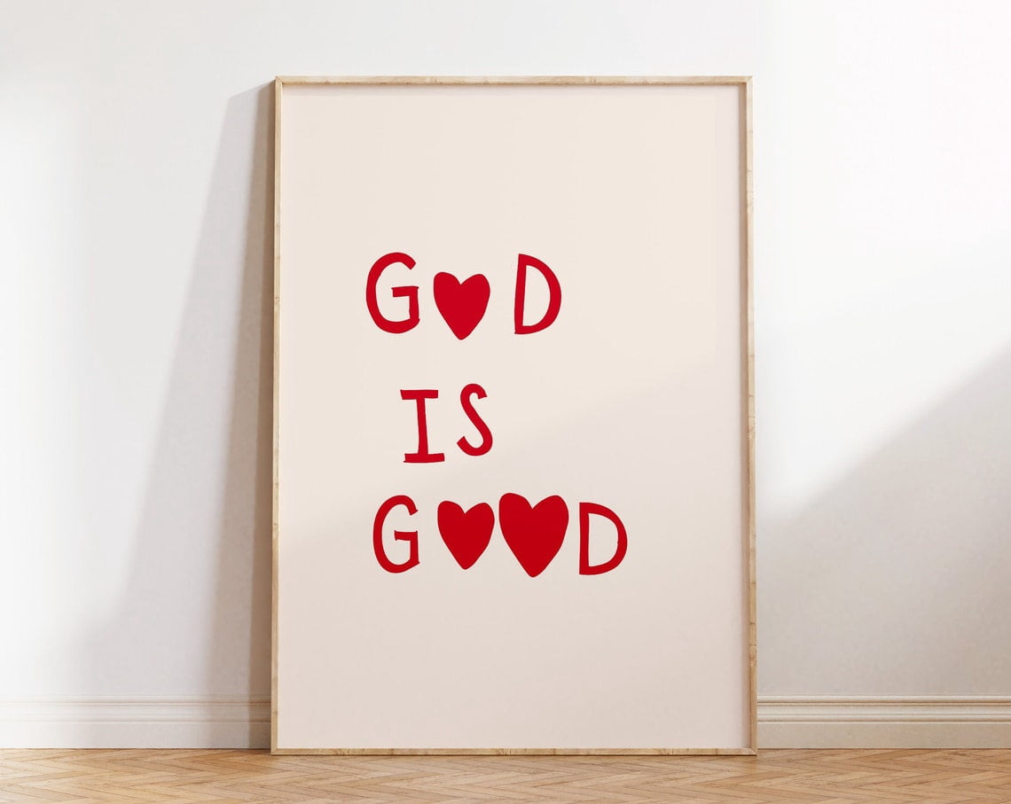 DOPAPRINT God Is Good Art Print Minimalist Christian Wall Art Heart ...