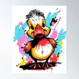 DOPAPRINT Graffiti Rebel Duck Poster Wall Art, Modern Wall Decor For